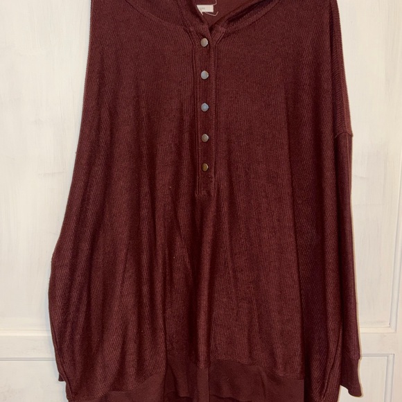 Maurices Tops - Maurices Burgundy Button-Up Hoodie